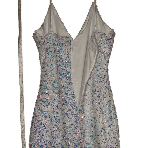 Windsor White iridescent Sequin Spaghetti Strap Mini Bodycon Dress Ladies Small - Picture 9 of 16